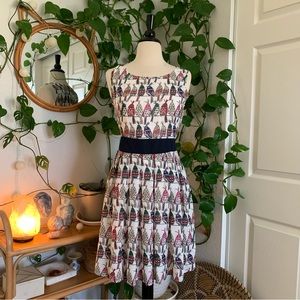 🐦✨🤍White Birdies A-Line Sleeveless Dress W/ Back Zipper & Waist Tie Sash 🐦✨🤍